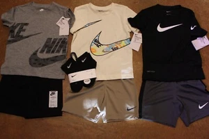 Nike Boys 4T Shirt & Shorts (3) 2 Piece Outfit Sets + 6 Pack Socks NEW - Picture 1 of 10
