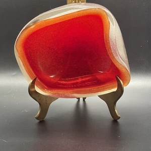 Murano Kunst Glasschüssel Vintage Etikett selten Achimede Seguso Bollicin rote Bläschen Italien - Bild 1 von 13