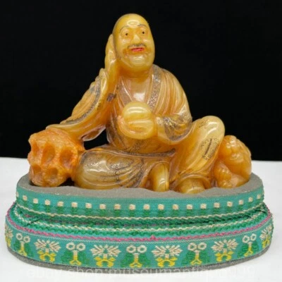 Figura Estatua Arhat Cuentas Talladas Piedra Tianhuang Shoushan Natural China 5.4" Foto 1 de 4