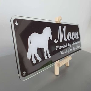 Plain Black Design personalised Horse Name Plaque sign nameplate stall decor - Picture 1 of 11