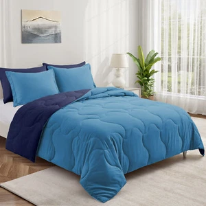 3PCS Comforter Set Reversible Bed Blanket Dual Color, King or Queen Blanket - Picture 1 of 10
