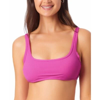 California Waves Juniors' Bralette Bikini Top Pink on Pink Striped Large - Image 1 of 3
