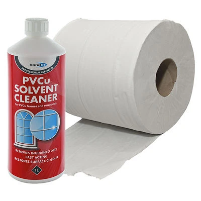 BOND-IT uPVC Window Cleaning Kit - Solvent Cleaner & Large Tissue Roll PVC Plastic Frame