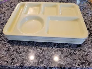6 Arrowhead #1400 Divided School Church Lunch Trays Melamine Yellow 14" x 10" - Picture 1 of 5