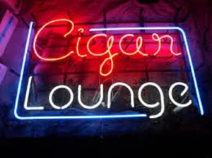 Cigar Lounge Neon Light Sign Store Open Windows Hanging Real Glass Tube 24"x20" - Picture 1 of 1