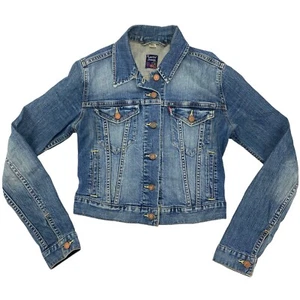 Levi's Damen Cropped Jeansjacke Trucker Blau Knöpfe Jeansgröße Small - Bild 1 von 9