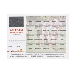 Fundraising Rugby Scratch Cards 25 Pack (40 Team) - Picture 1 of 1