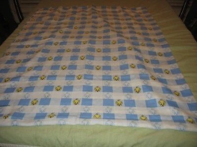 1990 年代复古 Tweety Bird 双张床单蓝色白色和黄色 Bib Co,Macon,GA — 第 1/4 张图片