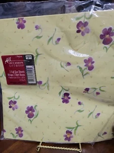 VTG Yellow with Purple Flowers 2sheets 20"x30" WRAPPING PAPER - Picture 1 of 3
