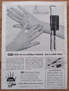 ATRIX unsichtbare Handschuh original Zeitungswerbung aus 1958 Werbung Reklame - Picture 1 of 2