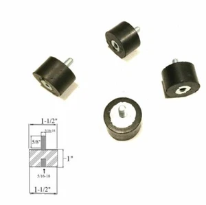 4 Soportes Aislador de Vibración de Goma (1-1/2 Diámetro x 1" Alto) 5/16-18 x 5/8 Longitud Perno - Imagen 1 de 1