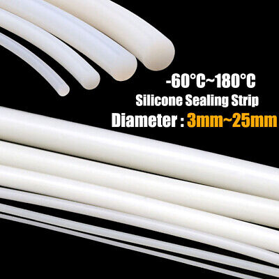 Silicone Rubber Round Bar Ø3-25mm Solid Sealing Strip Gasket Waterproof Non-slip • 2.08£