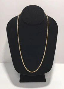 14k Yellow Gold 21” Hollow Rope Chain Necklace 2.30mm Wide - Picture 1 of 14