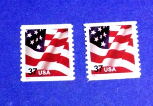 US 3631 "USA" FLAG (2) COIL "SINGLES" MNH/WA (37c) STAMPS FAIR PRICE!! - Picture 1 of 1
