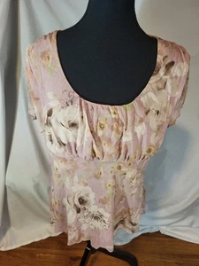 Cha Cha Vente Size XL Pink Floral Mesh S/S Top - Picture 1 of 7