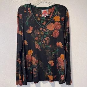 JOHNNY WAS Gr. M Amapola Langarm V-Ausschnitt Blumen Top Bohemian - Bild 1 von 12