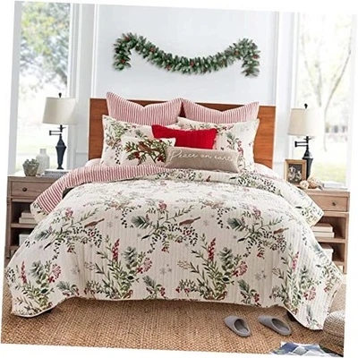 - Winterberry Forest Christmas Quilt Set -/Cal Holiday Quilt 106x92 and King - Image 1 of 4