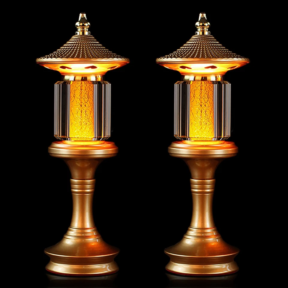 1 Pair-7 Color LED Lotus Flower Lamp - Crystal Palace Lotus Buddhist Lamp Lig... - Image 1 of 4