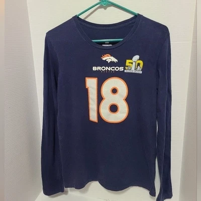 Broncos Peyton Manning Superbowl 50 Long-Sleeve Tee Boys Size Large - Image 1 of 4