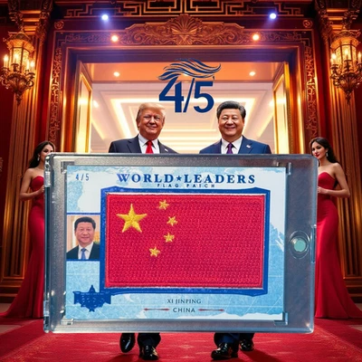 2024 DECISION Xi JINPING WORLD LEADERS FLAG PATCH BLUE FOIL 4/5 "TRUMP 45" - Image 1 of 2