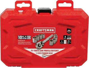 Craftsman 10 Piece Socket Set 3/8" Ratchet 72 Tooth Low Profile 10 11 12 13 14 + - Picture 1 of 5
