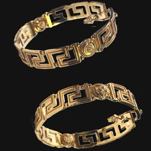 VERSACE GIANNI VERSACE Earrings AUTH GOLD MEDUSA Greca Hoop Medal kenkenjp Swing - Picture 1 of 4