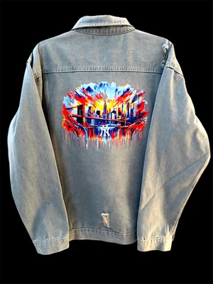 Paisaje urbano de los Yankees de Nueva York con chaqueta de obras de arte del Capitán Don Mattingly - 2X - Envío gratuito Foto 1 de 3