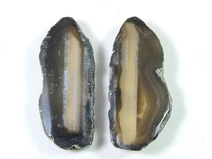 30 kt schwarze Scheibe gefärbt Druzy Achat passendes Paar ausgefallene lose Edelsteine 12 x 28 mm - Bild 1 von 5