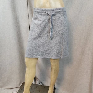 J Jill Pure Solid Gray Aline Skirt w Drawstring LARGE Sport Casual 100% Cotton - Picture 1 of 5