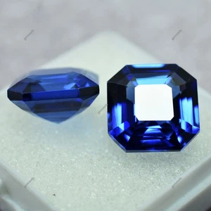 18,00 Ct Perfetto Zaffiro Blu Ceylon Pietra Preziosa Sciolta Taglio Quadrato Creazione Gioielli - Foto 1 di 11