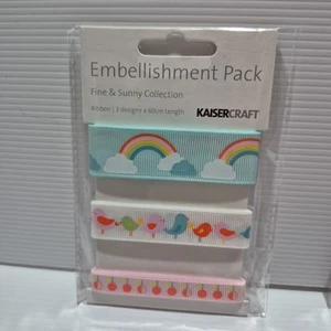 Kaisercraft "Fine & Sunny" Ribbon Pack 3 Designs x 1m Scrapbook Cards Craft - Picture 1 of 1