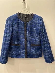 NICE! J. Crew Size 2 Tweed LADY Jacket Blazer Wool Blend Blue Black - Picture 1 of 5
