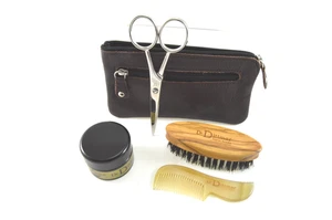 Dr. Dittmar Bartset in der Ledertasche Bartschere Hornkamm Ung. Bartwachs - Bild 1 von 5