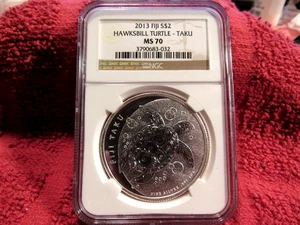 2013 FIJI S$2 HAWKSBILL TURTLE- TAKU MS 70 - Picture 1 of 12