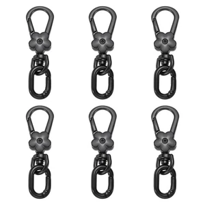 6 Pezzi Portachiavi con Chiusura Aragosta Girevole in Metallo Sgancio Rapido, Nero - Foto 1 di 6