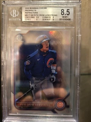 2022 Bowman Chrome - Prospects Pete Crow-Armstrong #BCP-198 Refractor /499 (RC) - Image 1 of 3