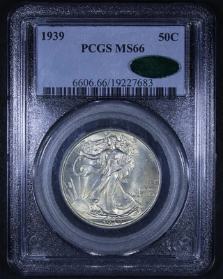 1939 Walking Liberty Half Dollar - 50c PCGS MS66 CAC ✅ - Nice Coin! - Image 1 of 4