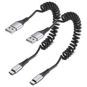 Coiled USB C Cable, 2 Pack to C Cable for Car Short C... - Afbeelding 1 van 7