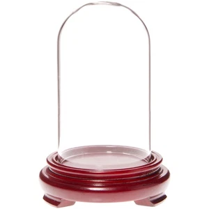 Plymor 2.5" x 4.5" Glass Display Dome Cloche (Red Wood Veneer Footed Base) - Picture 1 of 1