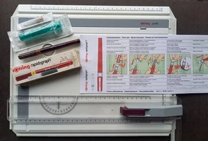 Rotring A3 Zeichenplatte mit Lineal und Rapidograph 0,50 mit Gebrauchsanweisung - Bild 1 von 4