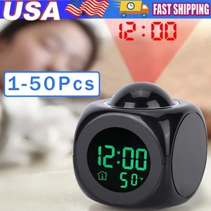 LED Projection Alarm Clock Digital LCD Display Voice Talking Weather Snooze USB - Picture 1 of 21