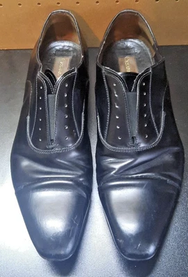ZAPATOS OXFORDS DE CUERO DE MODA DE BECERRO CESARE PACIOTTI EE. UU. 9 ITALIANOS SIN CORDONES Foto 1 de 4