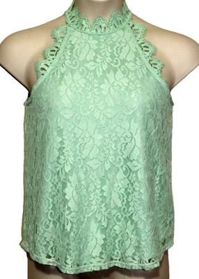 Green Lined Lace Top Juniors M Sleeveless Thread & Clover Fairycore Romantic - Image 1 of 4