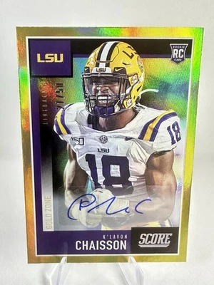 2020 Score Rookie Auto 21 /50 K'Lavon Chaisson #349 Gold Zone (AU, RC) LSU  - Image 1 of 3