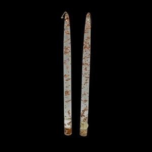 2 Vintage MCM Klar Plexiglas Funkelnde Spitzkerzen Goldfleck Flocke Acryl 11,5" - Bild 1 von 9