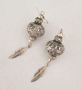 Vintage 925 Sterling Silber Laterne Feder Ohrhänger - Bild 1 von 4