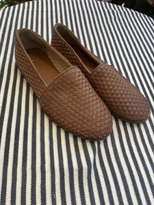 Nisolo Mens 8.5 Alejandro Loafers Shoes Brown Woven Leather Slip On Flats Casual - Picture 1 of 10