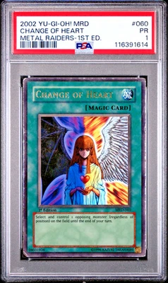 PSA 1 1ST EDITION Change of Heart MRD-060 Metal Raiders Ultra Rare YUGIOH - Image 1 of 2