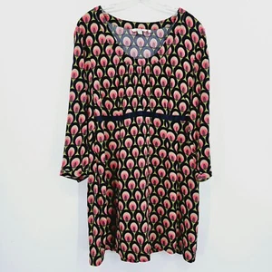 Vestido Boden 16 Azul Verde Rosa Geométrico Manga Larga Cinta Grosgrain Cintura Mod - Imagen 1 de 11