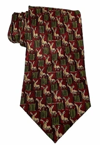 J. Garcia Mens Not For Resale Necktie Tie Burgundy Green Buck Deer Pattern - Picture 1 of 5